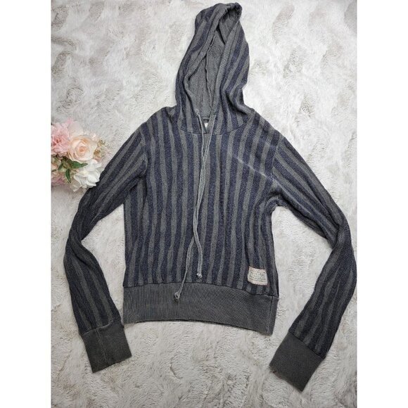 People Of Leisure Stripe Drawstring Long Sleeve Hoodie Size S - Picture 1 of 12